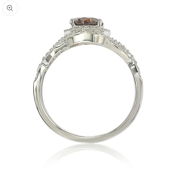 Suzy Levian Sterling Silver Brown Cubic Zirconia Crossover Bridal Ring All Sizes - Picture 6 of 6